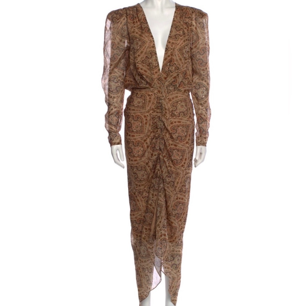 Ronny Kobo Astrid Silk Ruched Paisley Dress NWT - Picture 7 of 9